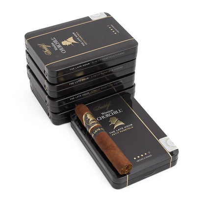 DAVIDOFF WINSTON CHURCHILL THE LATE HOUR PETIT PANETELA 25s 大卫杜夫 温斯顿 丘吉尔 至暗时刻 小宾丽 铁盒 5支/盒 X 5盒
